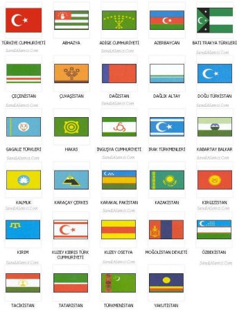 GÜNÜMÜZ TÜRK DEVLETLERİNİN İSİMLERİ VE BAYRAKLARI...